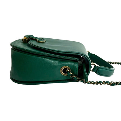 Seal No. 23 Chanel Coco Curve Deca Calf Leather Chain Shoulder Bag Green 110-3