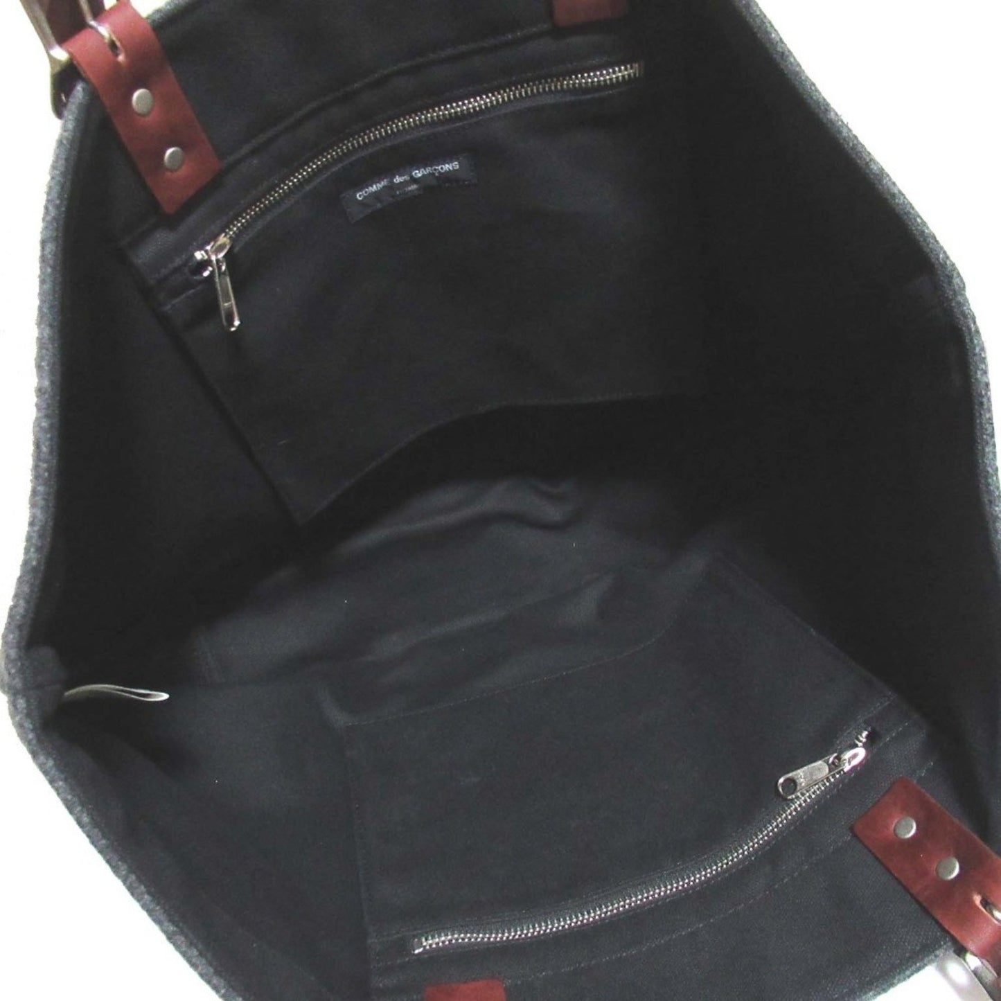 Comme Des Garons Homme Melton And Leather Tote Bag