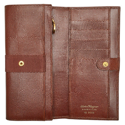 Salvatore Ferragamo Vara Long Wallet In Brown Leather