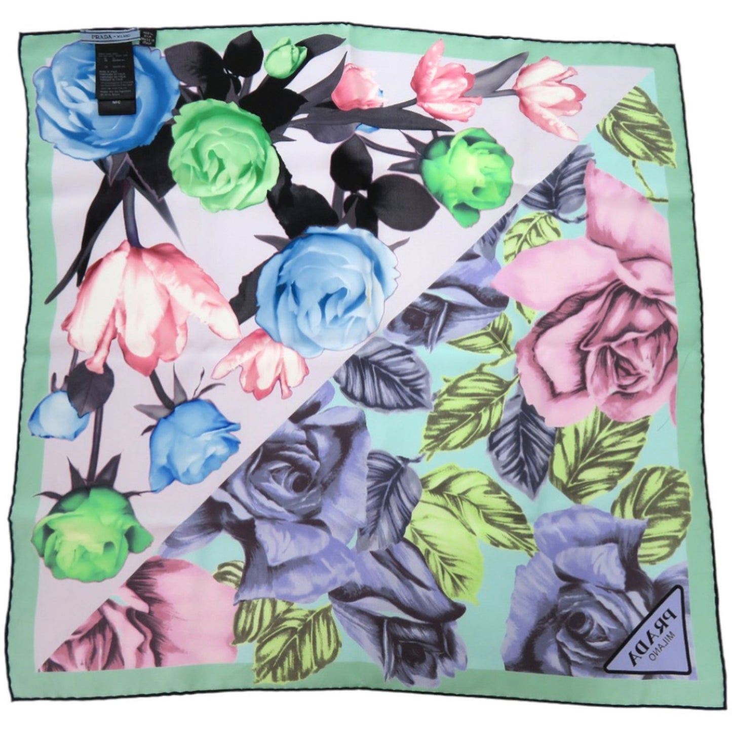 Prada Printed Silk Floral Multicolor Scarf Muffler 0065 Prada