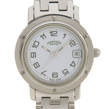 Like New Herms Clipper Date Cl4 210 Watch With A Light Blue Dial