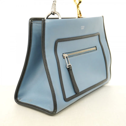 Fendi Runaway Leather Handbag In Blue And Gold
