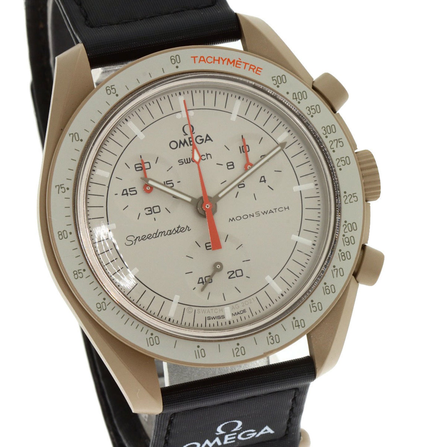Omega X Swatch S033C100 Mission To Jupiter Speedmaster Collaboration Watch Ceramic Nylon