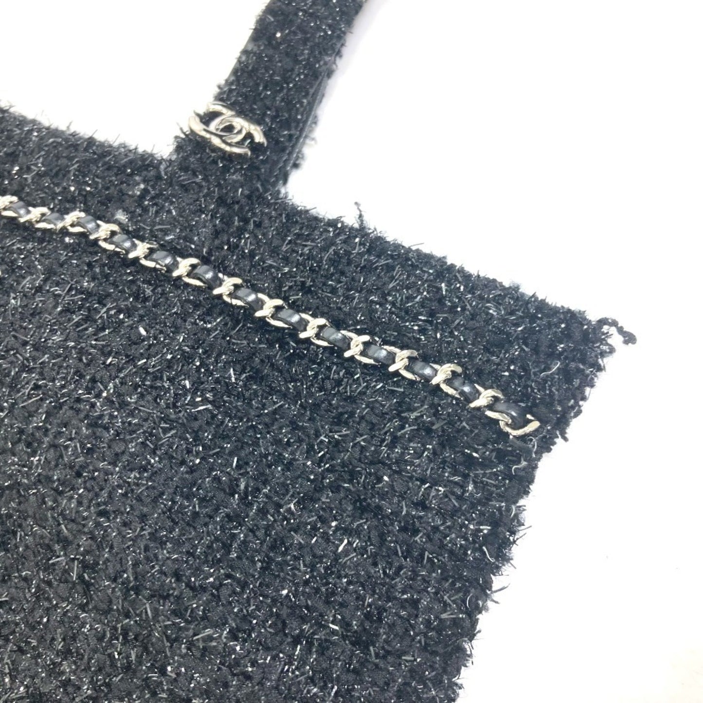 Chanel A94646 Cc Coco Mark Rhinestone Pearl Robot Large Chain Shopping Bag Shoulder Tote Tweed