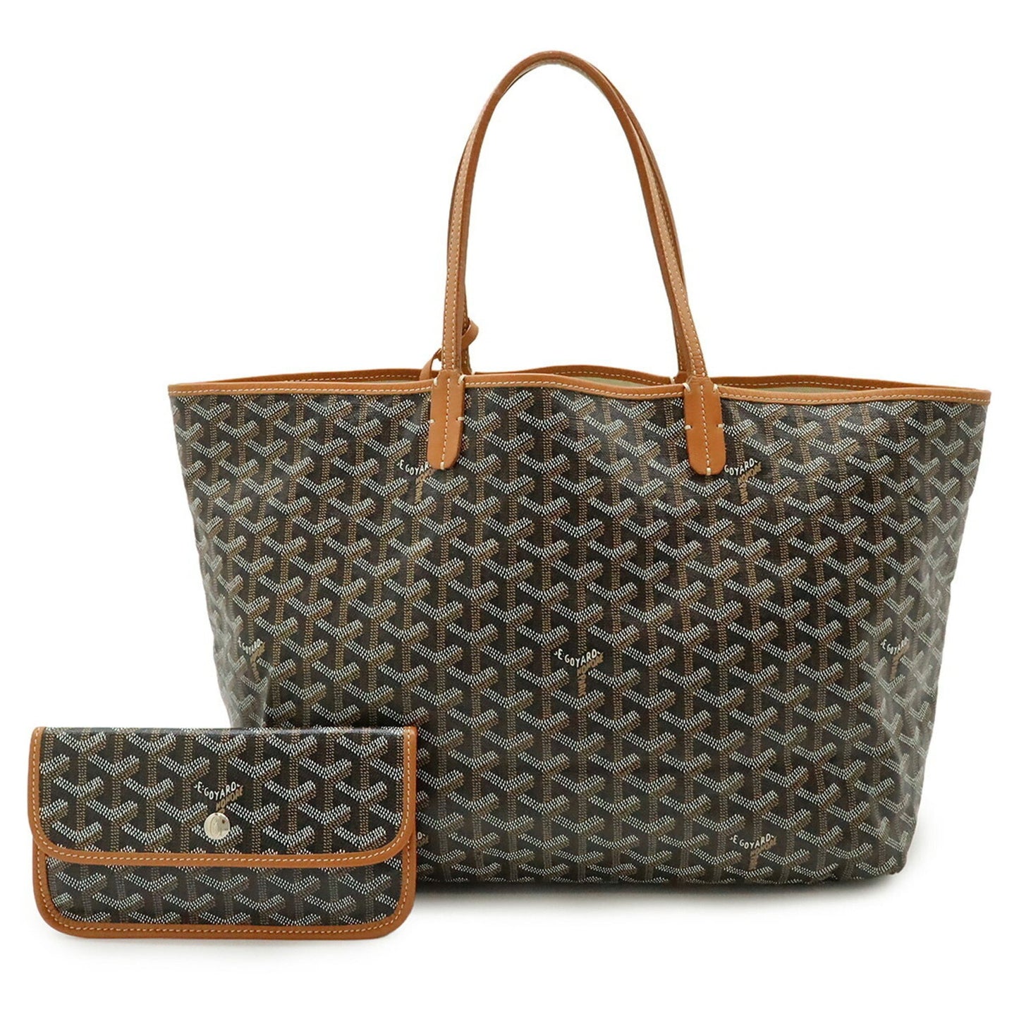 Goyard Saint Louis Pm Tote Bag Shoulder Coated Canvas Leather Black Brown White