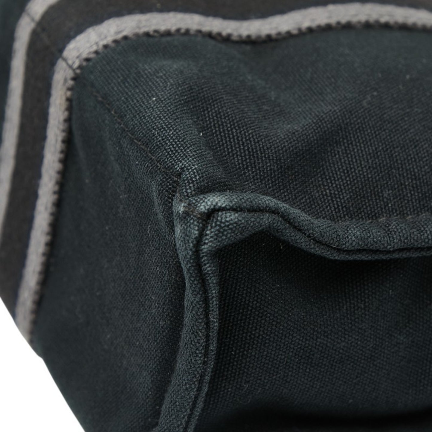 Herms Foul Tote Pm Bag Handbag Black/Gray Canvas