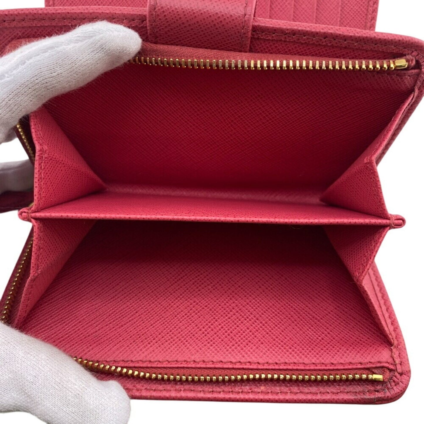 Prada 1Ml018 Saffiano Bifold Wallet Pink