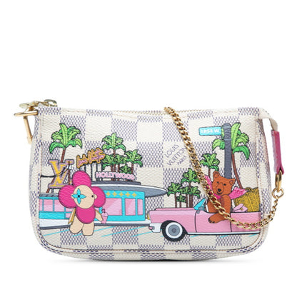 Louis Vuitton Damier Azur Vivienne Mini Pochette Accessory Pouch Handbag N60487 White Multicolor