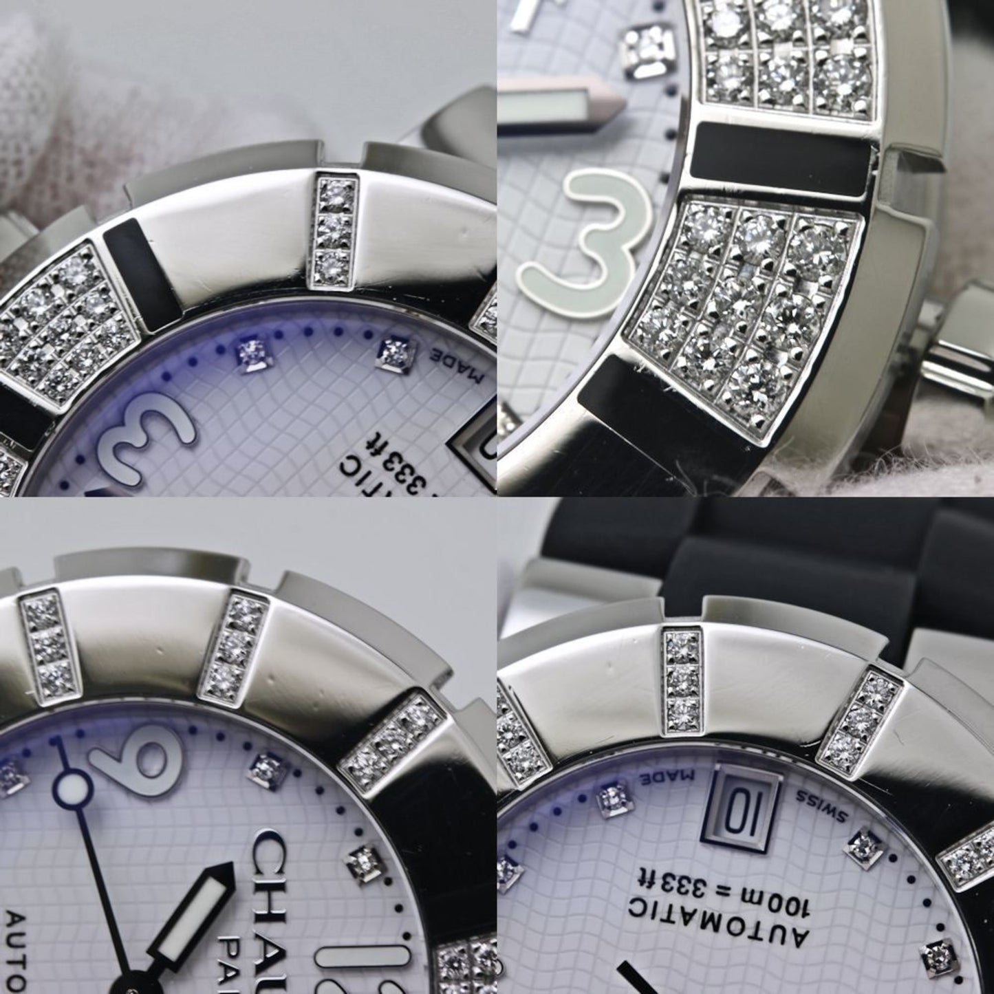 Chaumet Class One Sm W17288-38E Men'S Stainless Steel And Rubber Watch With 8 Diamond Indices Bezel