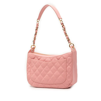 Chanel Matelasse Coco Mark Chain Shoulder Bag Handbag Pink Caviar Skin
