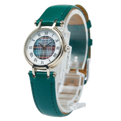 Burberry Check Leather (Non-Original) Quartz Watch With White Dial