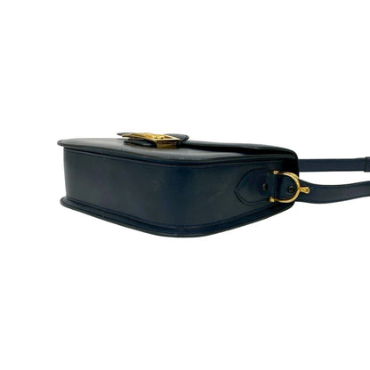 Celine Logo Horse-Drawn Carriage Calf Leather Shoulder Bag/Pochette/Sacoche In Navy 19090