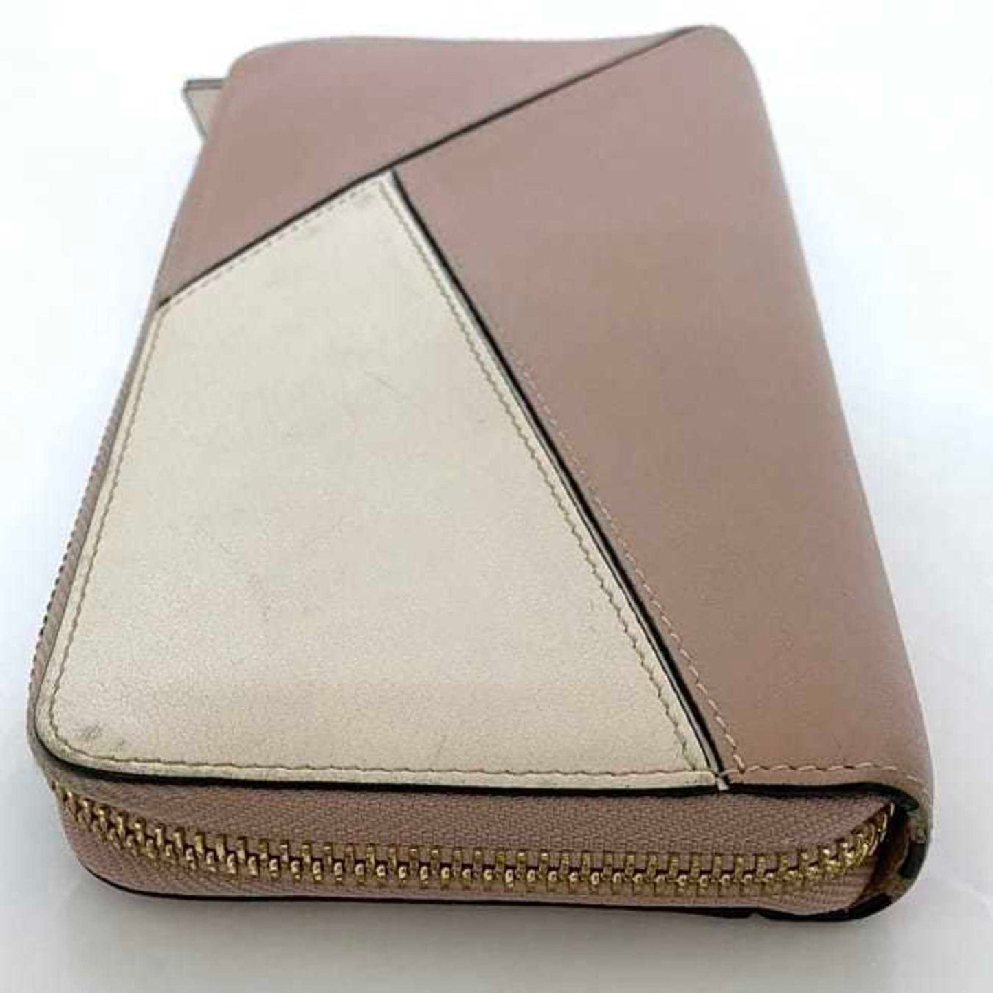 Loewe Round Long Wallet Ec-22656 Pink Beige White Puzzle 122N30Df13 Leather 261709