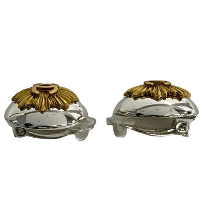 Chanel 97P Engraved Coco Mark Motif Earrings Gp Silver 28291