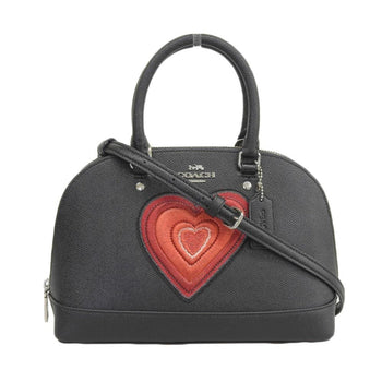 Coach Coach Sierra Satchel Heart Bag Handbag Shoulder Black Red F24609