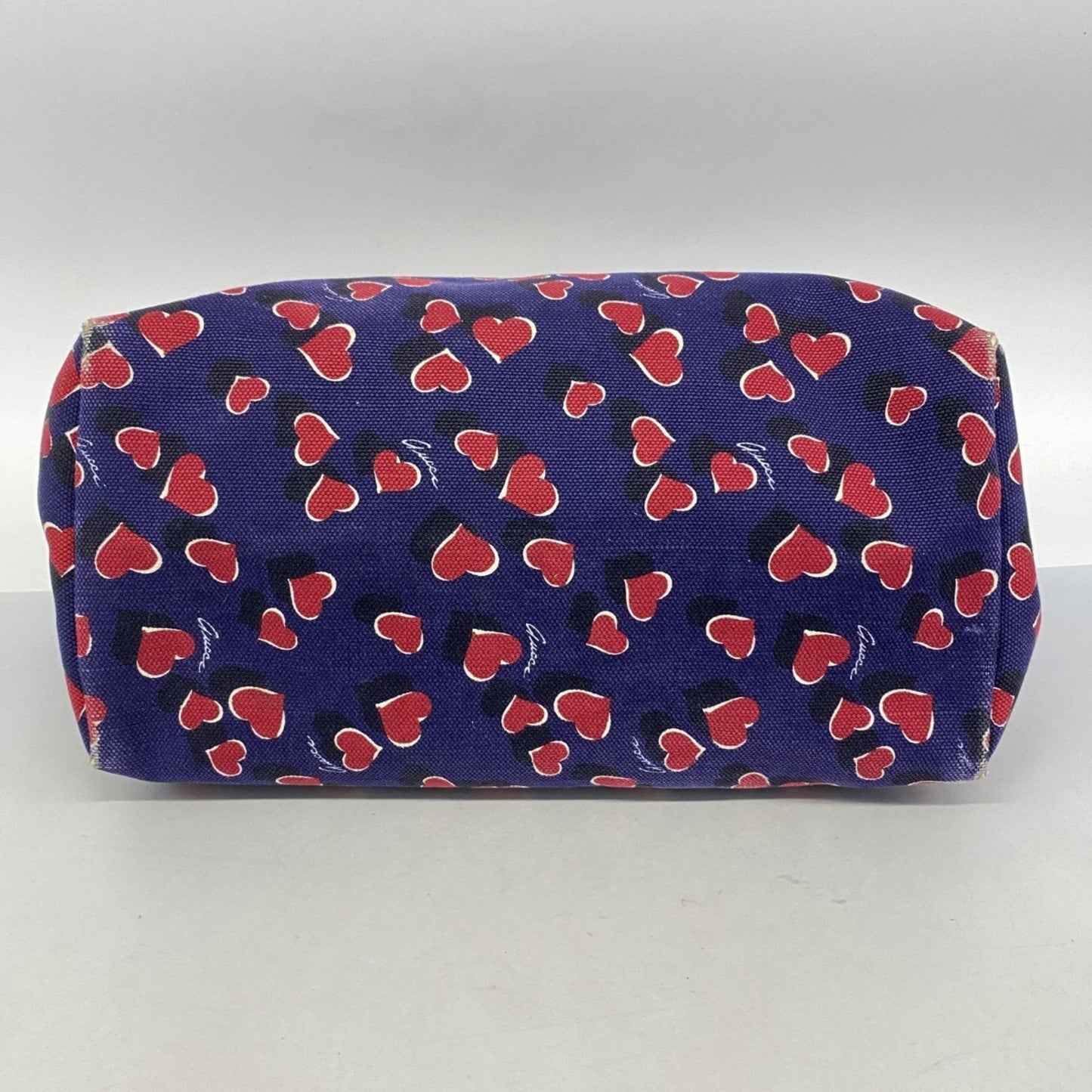 Gucci Heartbeat Tote Bag 282439 Canvas Navy Red White Champagne