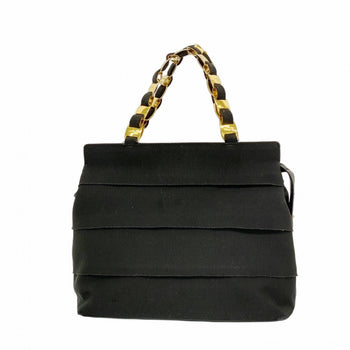 Salvatore Ferragamo Vara Nylon Canvas Handbag In Black