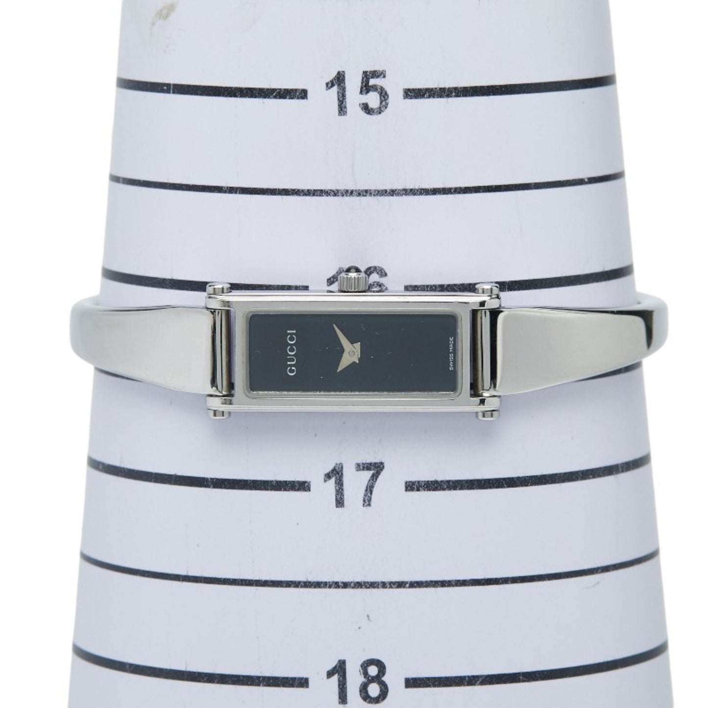 Gucci Bangle Watch 1500L Quartz Black Dial Stainless Steel