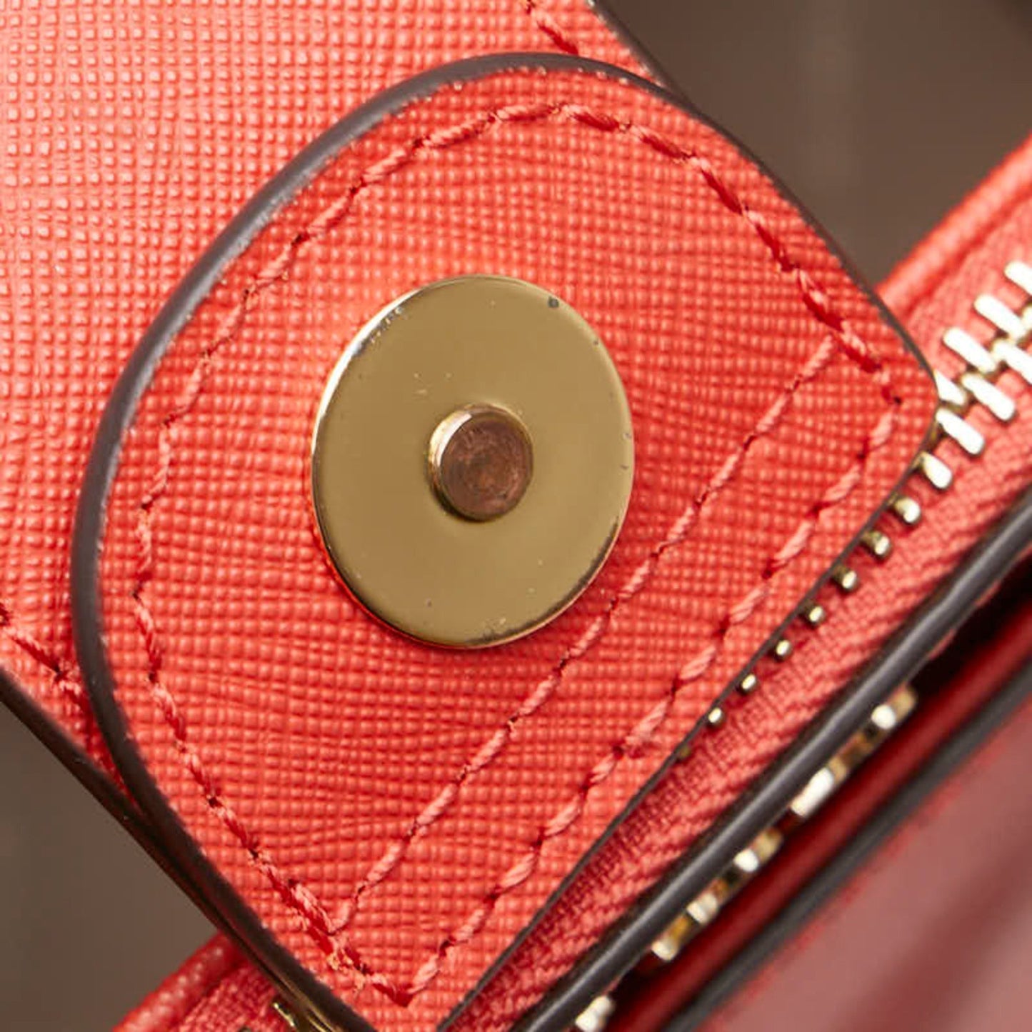 Michael Kors Logo Hardware Handbag Tote Bag Red Leather