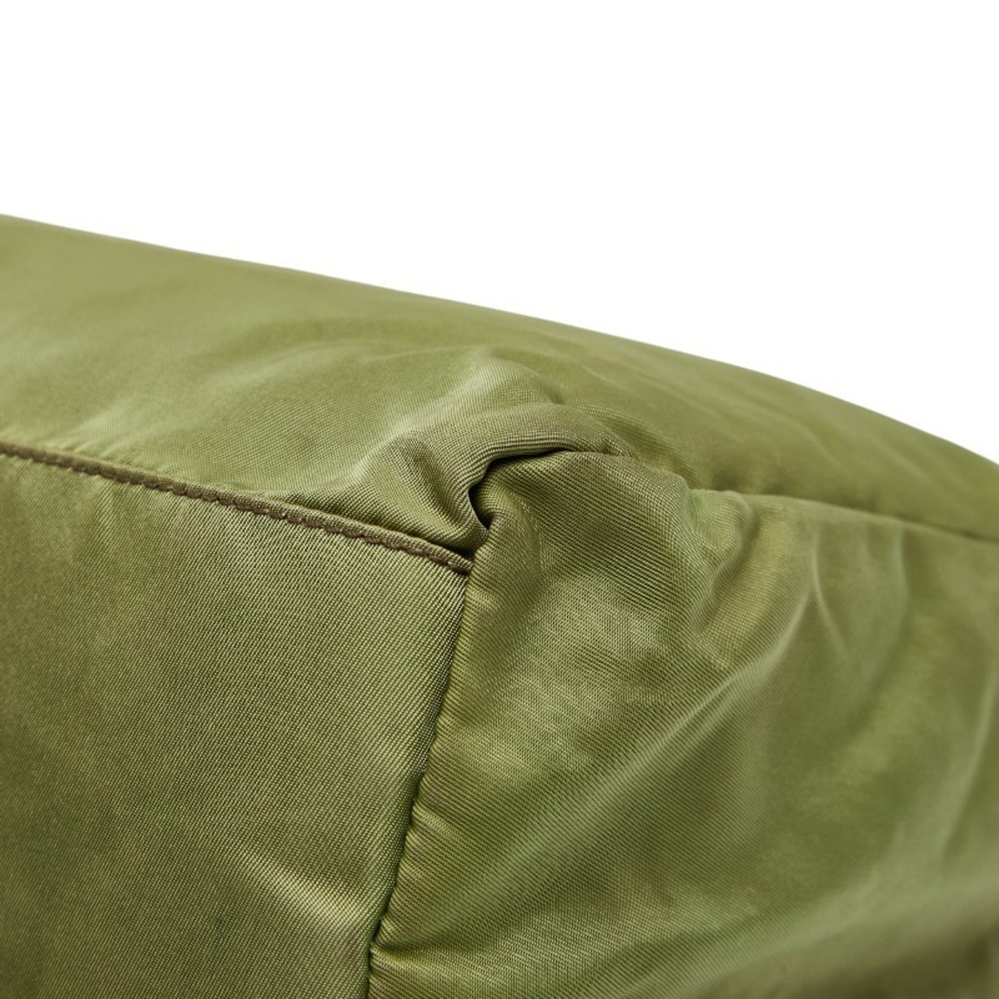 Prada Triangle Logo Plate Tote Bag Green Nylon