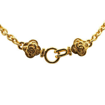 Chanel Coco Mark Gripoa Clover Motif Necklace Gold Black Plated