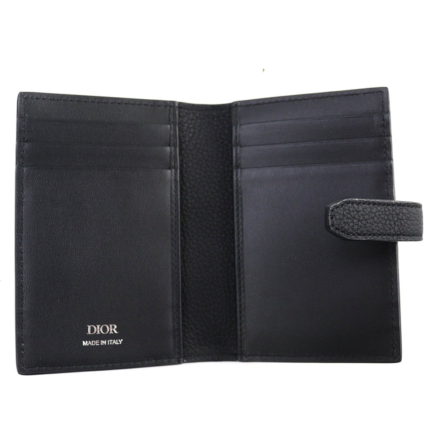 Christian Dior Dior 2Llch187Ken Dior Normandie Logo Leather Card Holder/Card Case In Black With