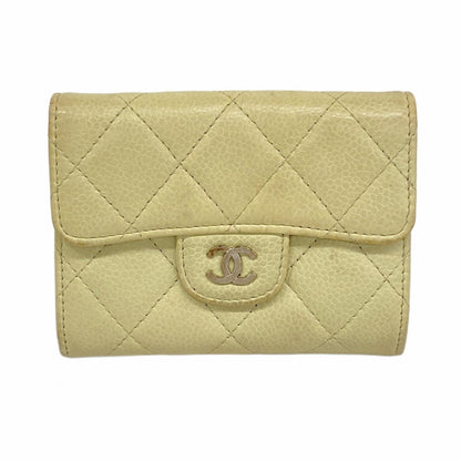 Chanel Matelasse Business Card Case In Beige Caviar Leather