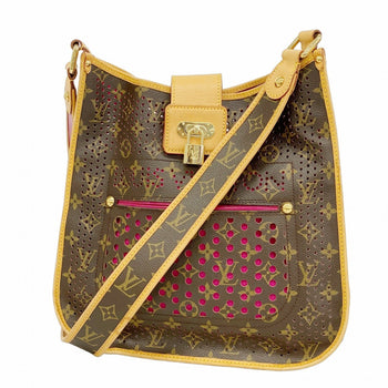 Louis Vuitton Monogram Perforated Musette Shoulder Bag M95172 Brown Fuchsia
