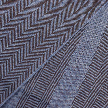 Gucci 100% Wool Herringbone Pattern Shawl With Embroidered Logo And Fringe