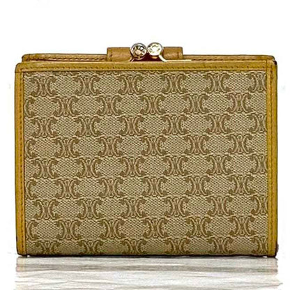 Celine Bi-Fold Wallet Ec-22515 Beige Yellow Macadam Pvc Leather M13 Celine Folding