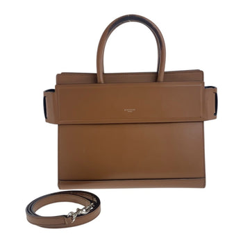 Givenchy Horizon Small Bag Brown Silver Hardware Leather Handbag Shoulder 2Way
