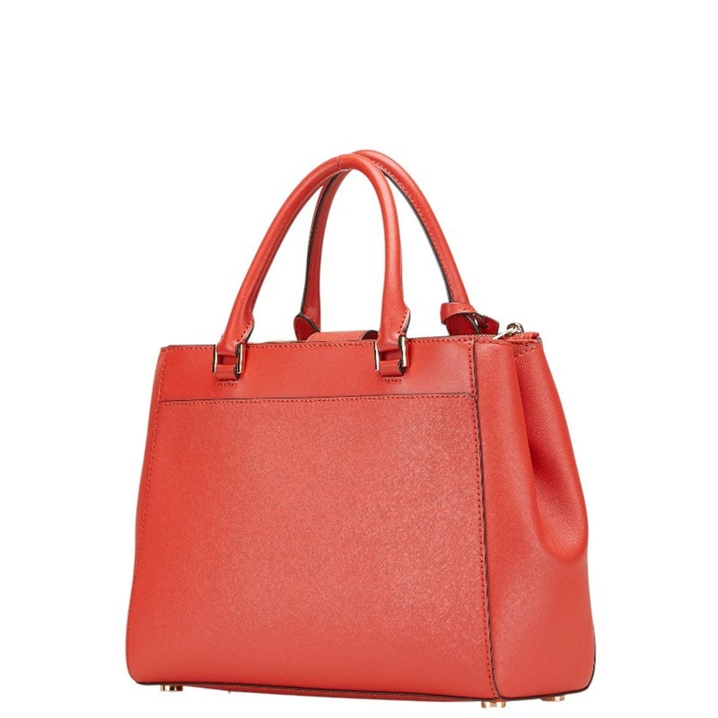 Michael Kors Logo Hardware Handbag Tote Bag Red Leather