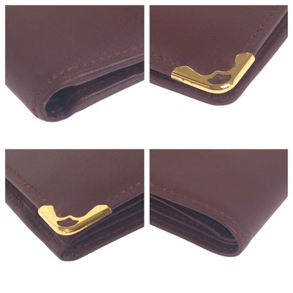 Cartier Vintage Must Line Wine Red Bordeaux Leather Bi-Fold Wallet