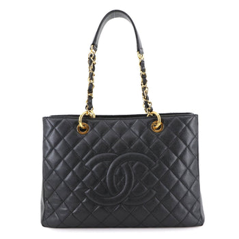Chanel Matelasse Grand Chain Tote Bag Gst Caviar Leather Black A50995
