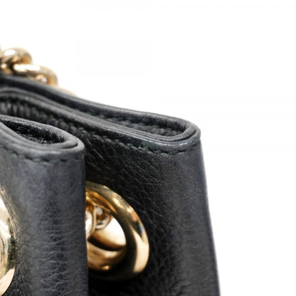 Gucci Soho Shoulder Bag 308982 Leather Black Champagne