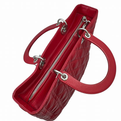 Christian Dior Dior Christian Lady Large Handbag Tote Bag Cannage Shoulder Pink