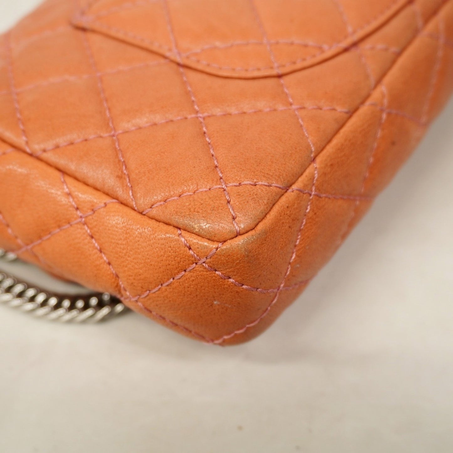 Chanel Shoulder Bag Matelasse W Chain Lambskin Pink