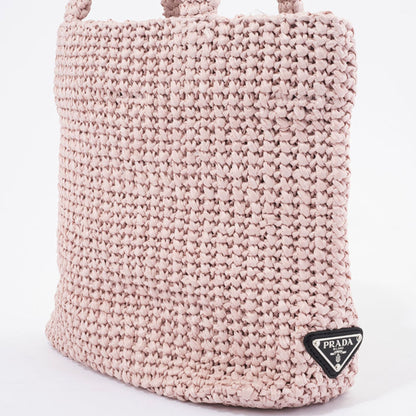 Prada Small Crochet Tote Bag 1Bg422 Raffia-Like Pink
