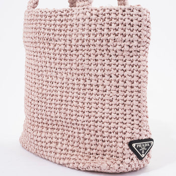 Prada Small Crochet Tote Bag 1Bg422 Raffia-Like Pink
