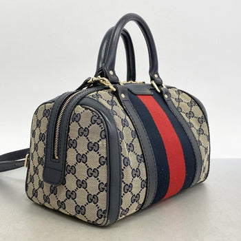 Gucci Gg Canvas Sherry Line Handbag 269876 Navy