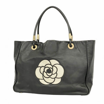 Chanel Camellia Tote Bag In Black Lambskin