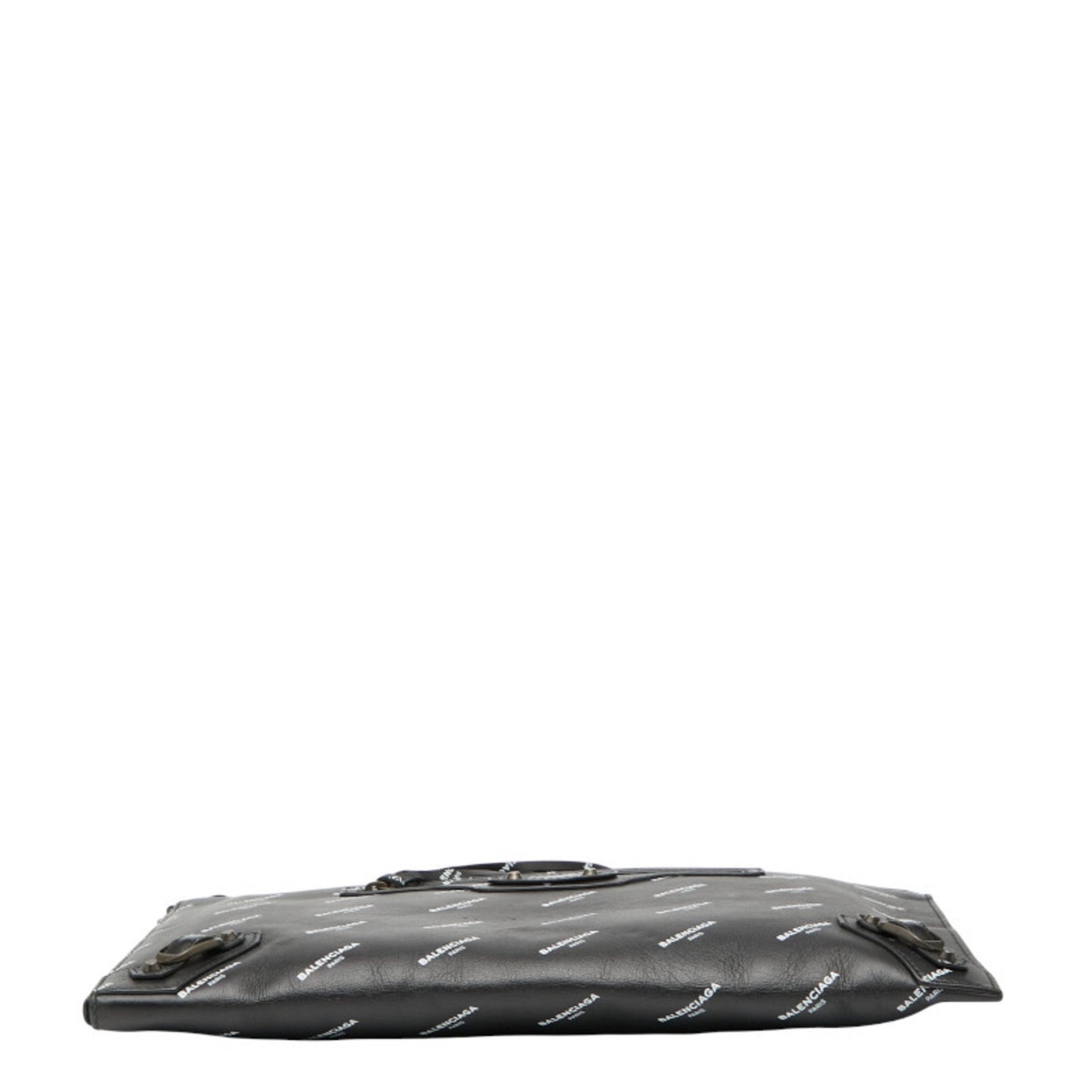 Balenciaga Logo Print Clutch Bag 362967 Black Leather