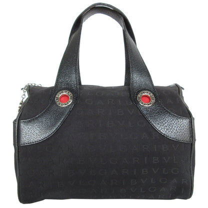 Bvlgari Handbag Canvas Black Silver