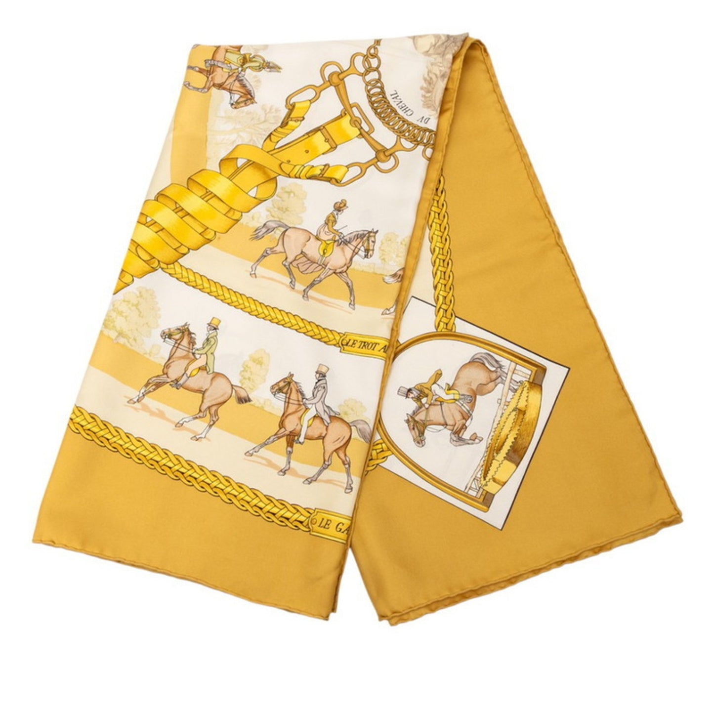 Hermes Herms Carr 90 Les Allvres Dv Cheval Horse Ribbon Scarf