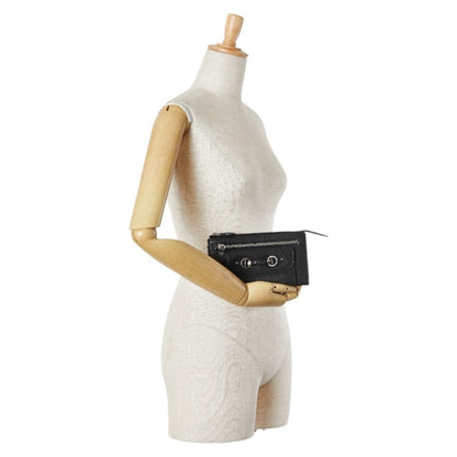 Christian Dior Dior Long Wallet Black Leather