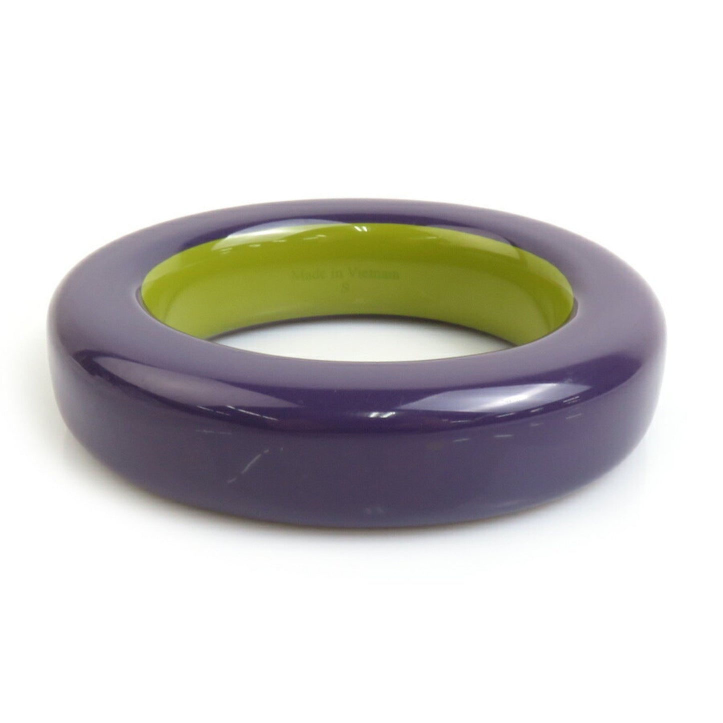 Hermes Hermes Bangle Bracelet Lacquer Wood Purple Yellow Green
