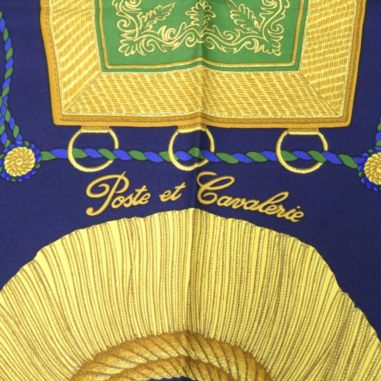 Herms Carr 90 Poste Et Cavalerie Saber Ornament Bag Silk Blue Scarf Muffler 0108 Hermes