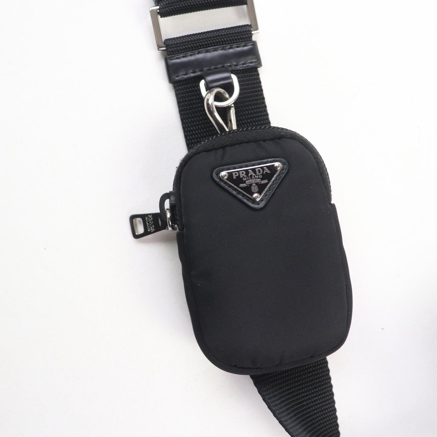 Prada 1Bg867 Re-Nylon Pouch/Shoulder Bag With Triangle Logo And Leather Detailing