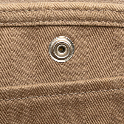 Hermes Herms Valparaiso Pm Handbag In Etoupe Greige Toile Chevron Swift