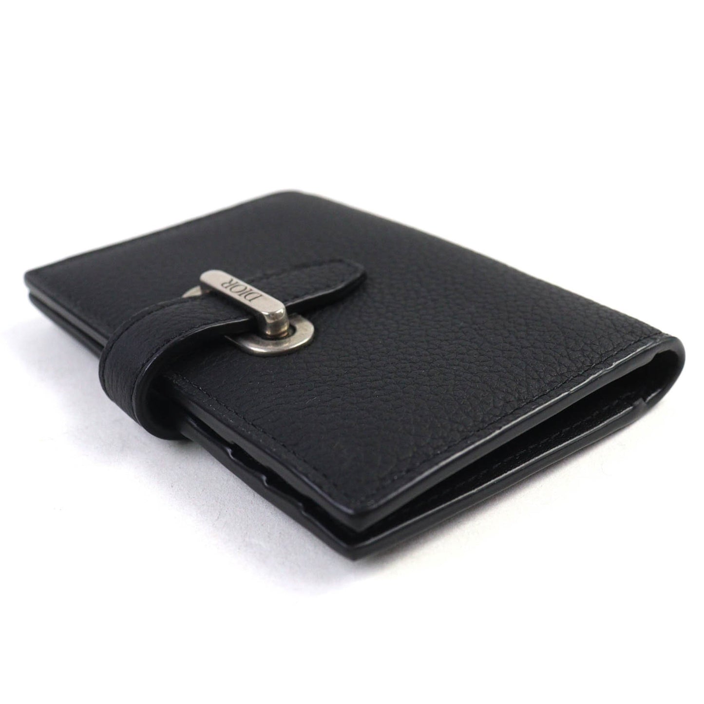 Christian Dior Dior 2Llch187Ken Dior Normandie Logo Leather Card Holder/Card Case In Black With